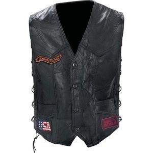 Rock Design Genuine Buffalo Leather Biker Vest